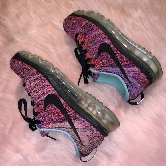 Nike Flyknit Running Sneakers Pink Black Women’s Athletic Shoes - Picture 4 of 7
